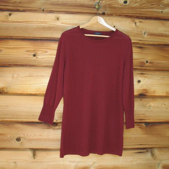 Lafayette 148 Burgundy Wool Tunic Sweater - Picture 1 of 8